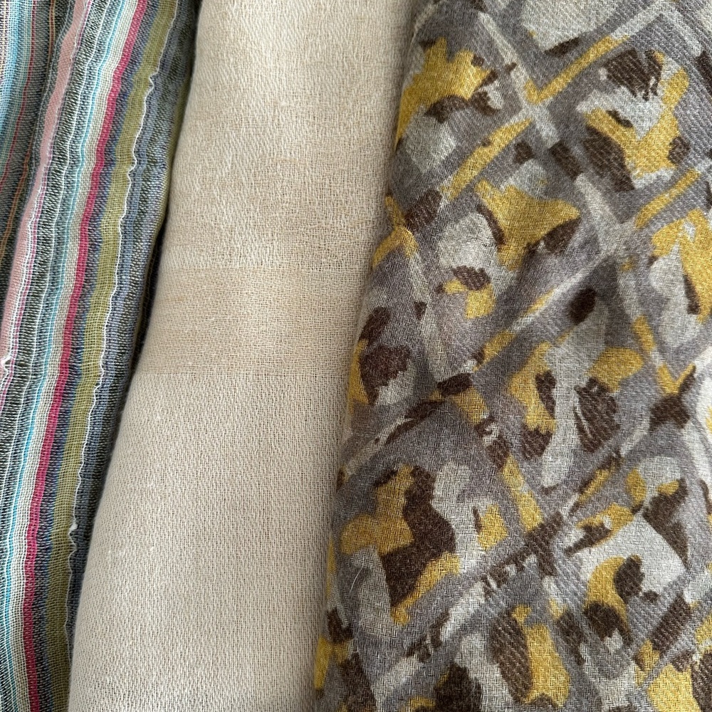 3-Piece Neutral Scarf Bundle Cream Brown Women’s Scarves - Picture 4 of 5